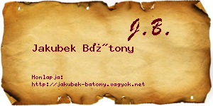 Jakubek Bátony névjegykártya